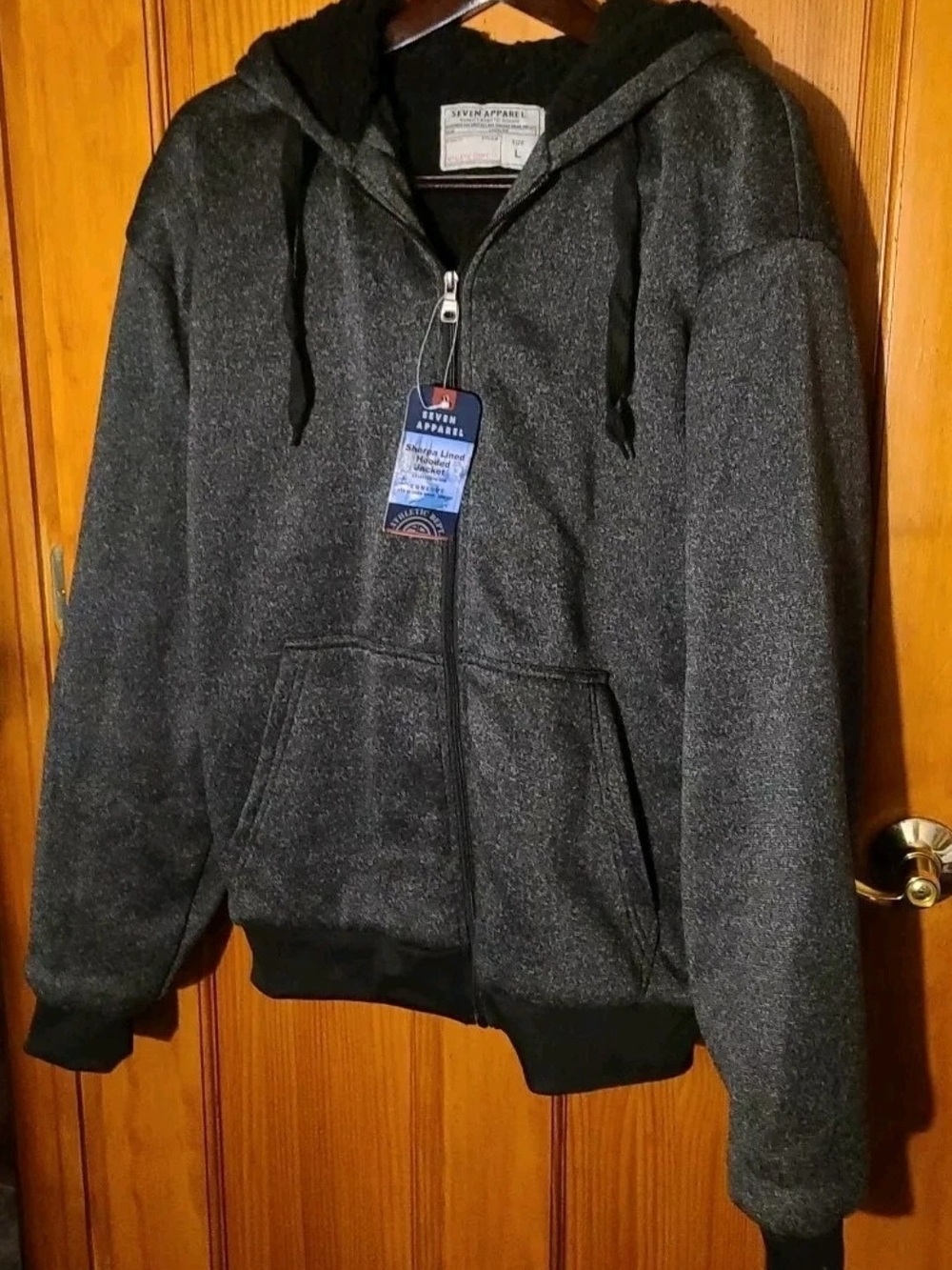 Men's Dark Gray Zip-Up Hoodie Sweater By Seven Apparel Size Large New